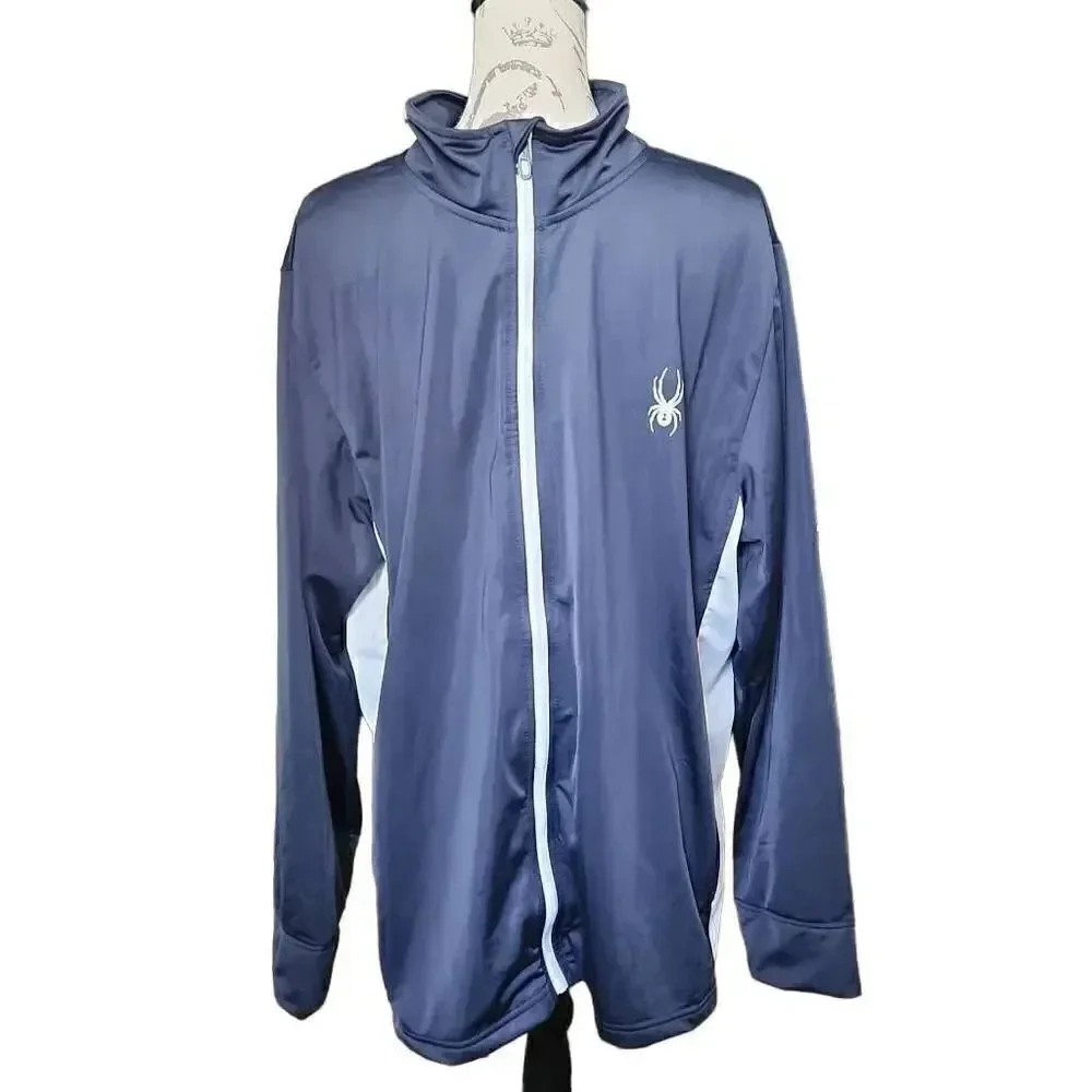 Spyder Men's Size XL Navy White Zip Up Logo Track Jacket